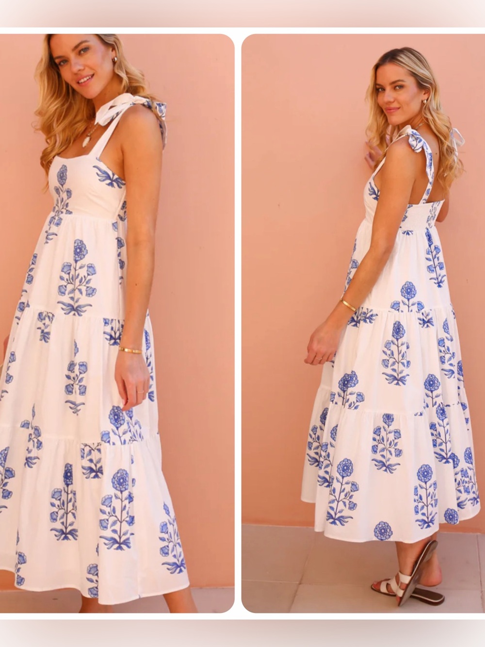 Everyone Loves The Weekend Nantucket Dress Maxi Blue White Floral XS